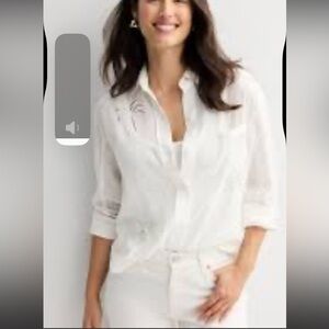 New Calypso St. Barth White Button-Up Shirt with Embroidered Design size M